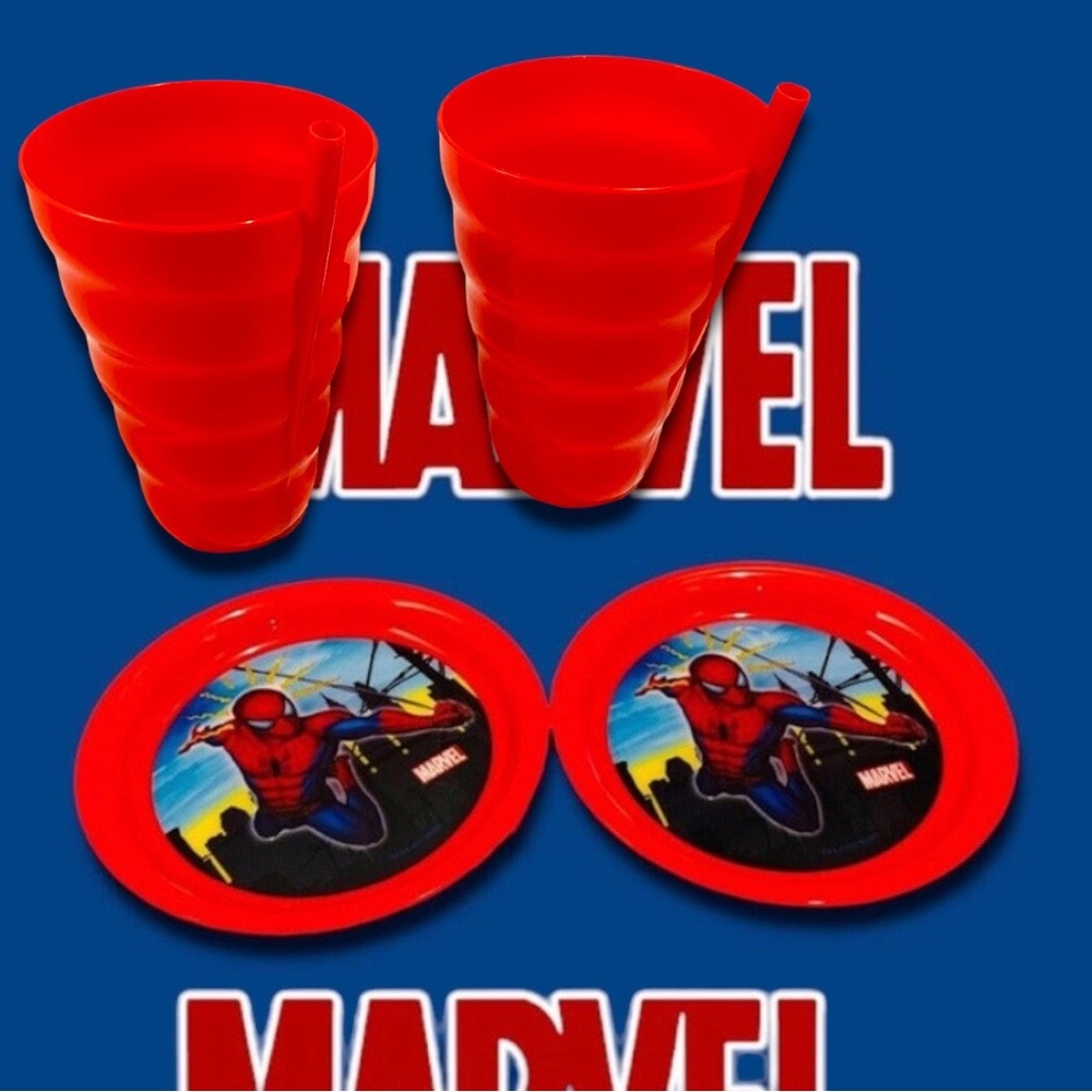 Plastic Spider-Man Plates & Drink Cups Bundle. Holo Image. NEW!